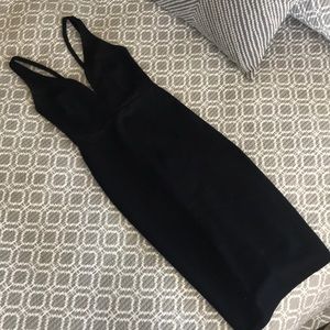 Lulus Deep-V Black Midi Dress